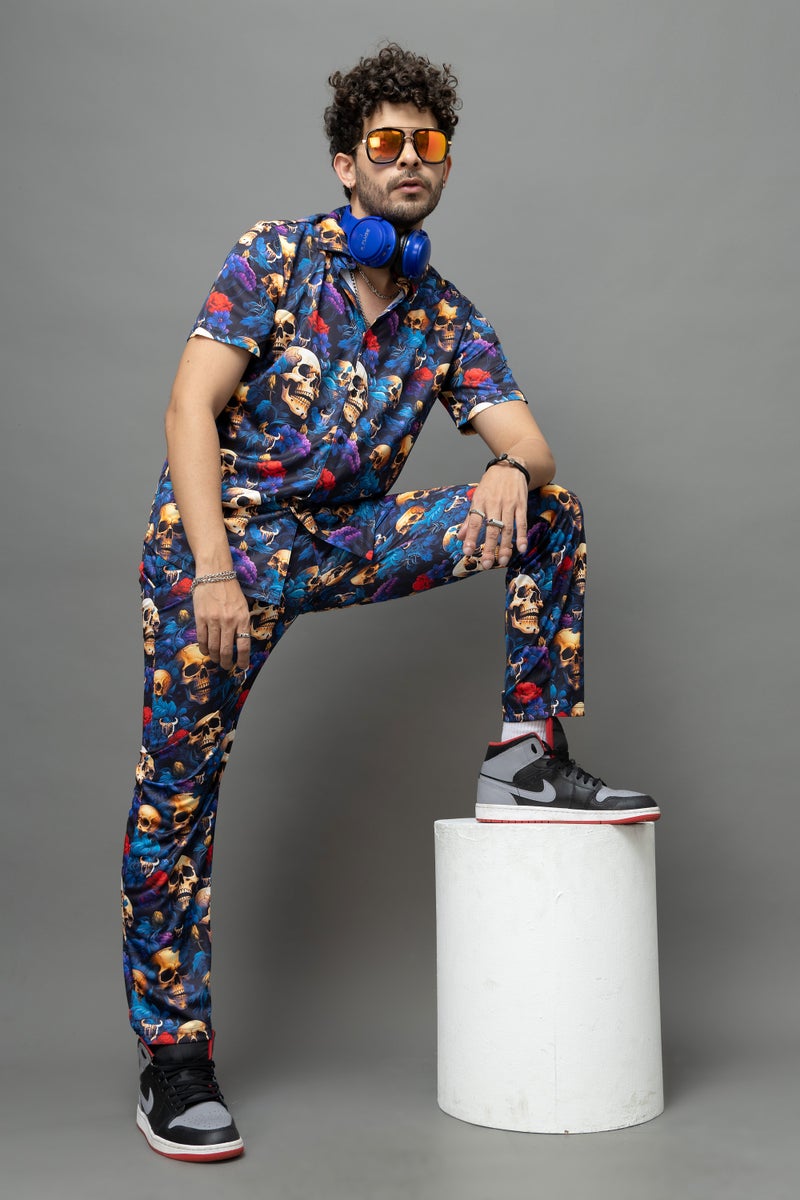 GO DEVIL Skull Print Co-Ord Set For Men - Image 4